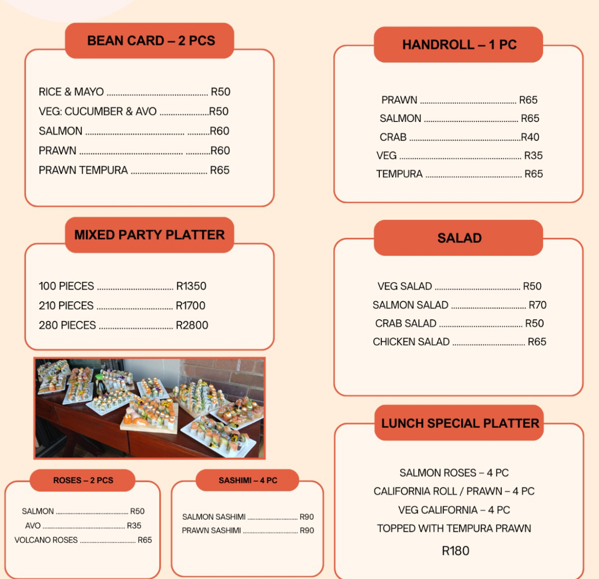 Innoe's Fusion Sushi menu page 3