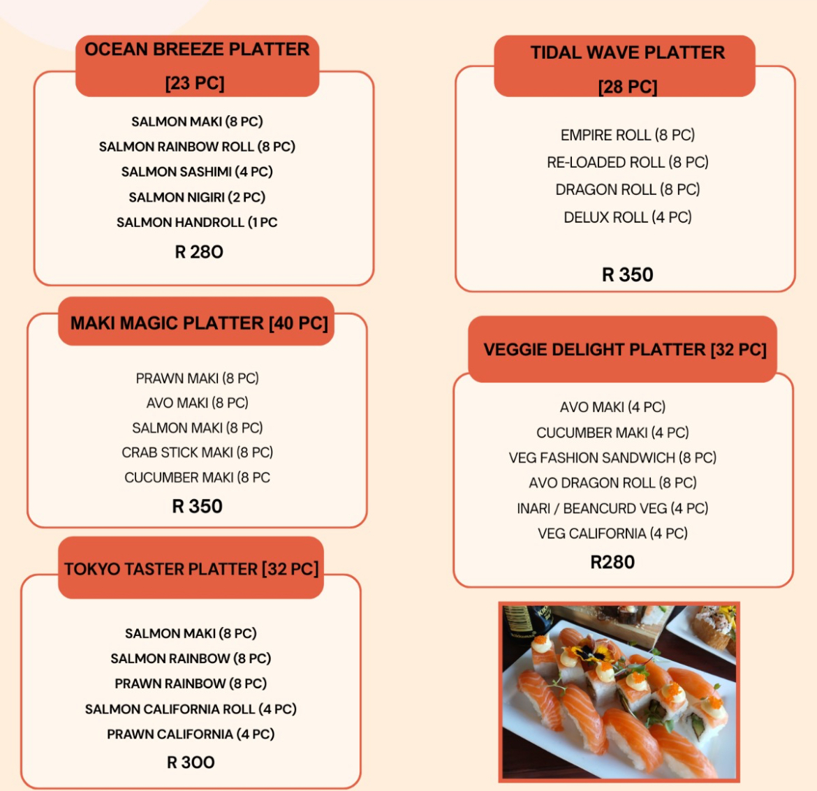 Innoe's Fusion Sushi menu page 4